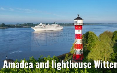 Amadea and lighthouse Wittenbergen Elbe 06.05.2024