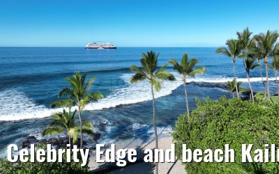 Celebrity Edge and beach Kailua-Kona 01.10.2024 morning view