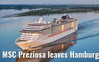 MSC Preziosa leaves Hamburg
