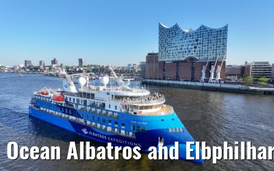 Ocean Albatros and Elbphilharmonie port of Hamburg