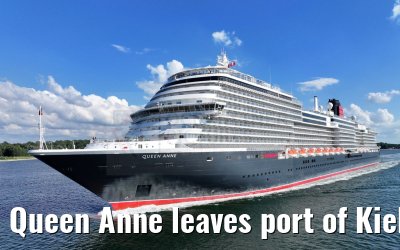 Queen Anne leaves port of Kiel