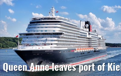 Queen Anne leaves port of Kiel