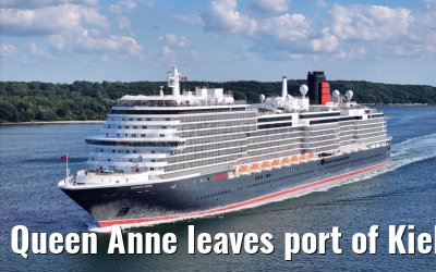 Queen Anne leaves port of Kiel