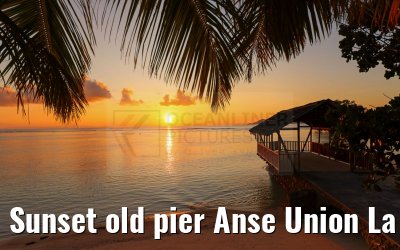 Sunset old pier Anse Union La Digue