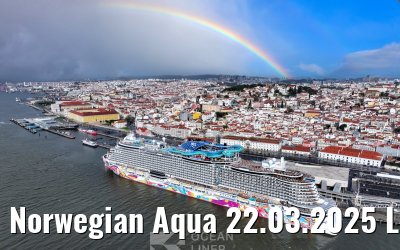 Norwegian Aqua 22.03.2025 Lisbon with rainbow