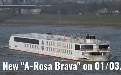New "A-Rosa Brava" on 01/03/2011 at Rhine-km 738 on the transfer of Warnemuende to Frankfurt - still without the rose painting!
