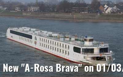 New "A-Rosa Brava" on 01/03/2011 at Rhine-km 738 on the transfer of Warnemuende to Frankfurt - still without the rose painting!