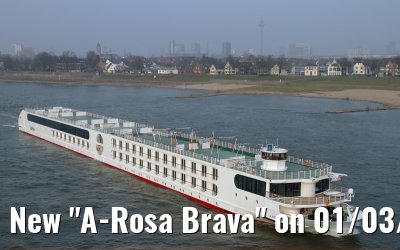 New "A-Rosa Brava" on 01/03/2011 at Rhine-km 738 on the transfer of Warnemuende to Frankfurt - still without the rose painting!
