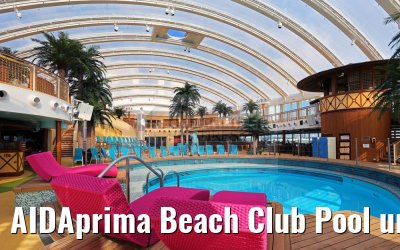 AIDAprima Beach Club Pool und Relaxliegen