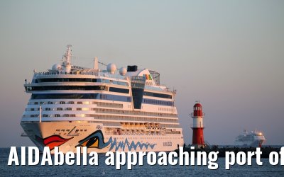 AIDAbella approaching port of Warnemuende, 04. September 2014