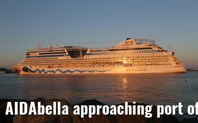 AIDAbella approaching port of Warnemuende, 04. September 2014