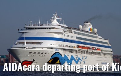 AIDAcara departing port of Kiel, 19. April 2014