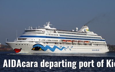 AIDAcara departing port of Kiel, 19. April 2014