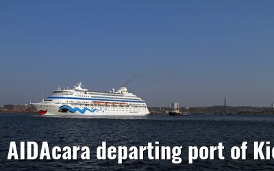 AIDAcara departing port of Kiel, 19. April 2014