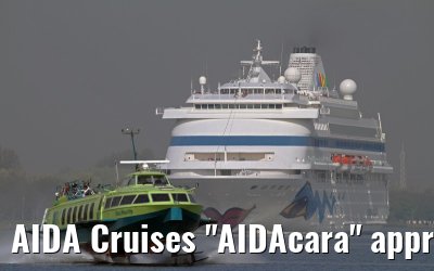 AIDA Cruises "AIDAcara" approaching port of Amsterdam, 20. April 2011