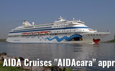 AIDA Cruises "AIDAcara" approaching port of Amsterdam, 20. April 2011