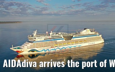 AIDAdiva arrives the port of Warnemuende 03.08.2019