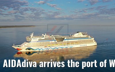 AIDAdiva arrives the port of Warnemuende 03.08.2019