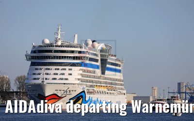 AIDAdiva departing Warnemünde 04.05.2018