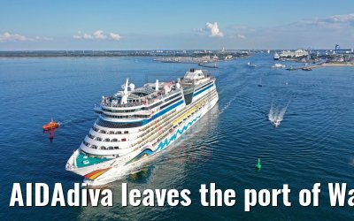 AIDAdiva leaves the port of Warnemuende 03.08.2019