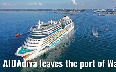AIDAdiva leaves the port of Warnemuende 03.08.2019