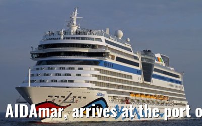 AIDAmar, arrives at the port of Warnemünde, 18 May 2013