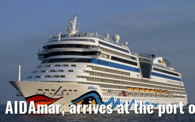AIDAmar, arrives at the port of Warnemünde, 18 May 2013