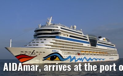 AIDAmar, arrives at the port of Warnemünde, 18 May 2013