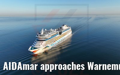 AIDAmar approaches Warnemuende 18.04.2022