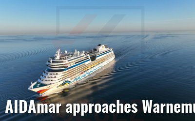 AIDAmar approaches Warnemuende 18.04.2022