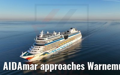 AIDAmar approaches Warnemuende 18.04.2022