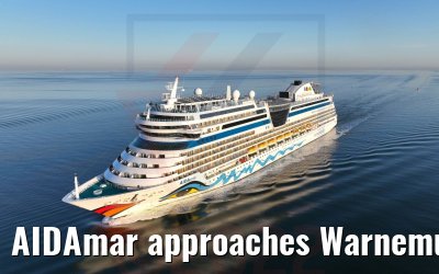 AIDAmar approaches Warnemuende 18.04.2022