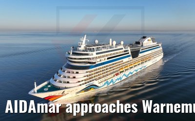AIDAmar approaches Warnemuende 18.04.2022