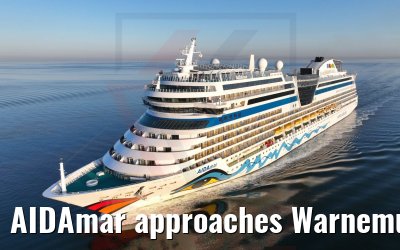 AIDAmar approaches Warnemuende 18.04.2022