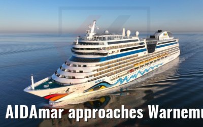 AIDAmar approaches Warnemuende 18.04.2022