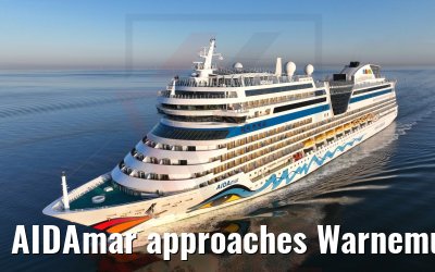 AIDAmar approaches Warnemuende 18.04.2022