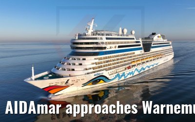 AIDAmar approaches Warnemuende 18.04.2022