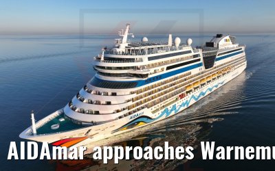 AIDAmar approaches Warnemuende 18.04.2022
