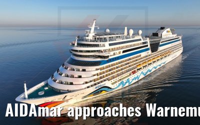 AIDAmar approaches Warnemuende 18.04.2022