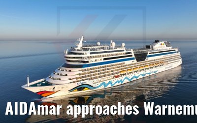 AIDAmar approaches Warnemuende 18.04.2022
