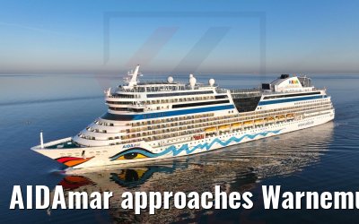 AIDAmar approaches Warnemuende 18.04.2022