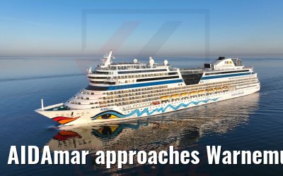 AIDAmar approaches Warnemuende 18.04.2022