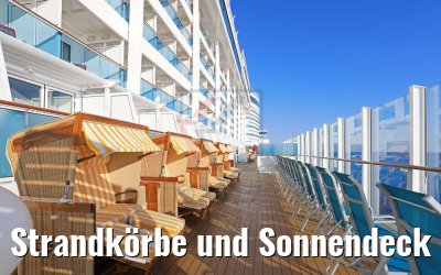 Strandkörbe und Sonnendeck mit Infinity Whirlpool AIDAperla
