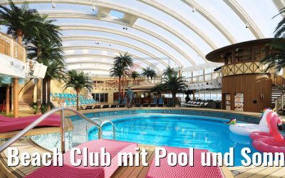 Beach Club mit Pool und Sonnenliegen AIDAperla