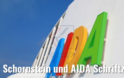 Schornstein und AIDA Schriftzug AIDAperla