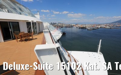 Deluxe-Suite 15102 Kat. SA Terrasse und Bugblick AIDAperla