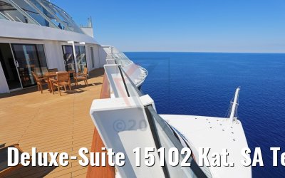 Deluxe-Suite 15102 Kat. SA Terrasse und Bugblick AIDAperla