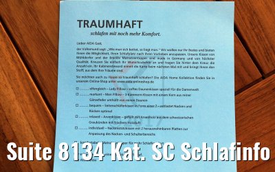 Suite 8134 Kat. SC Schlafinfo auf Kabine AIDAperla