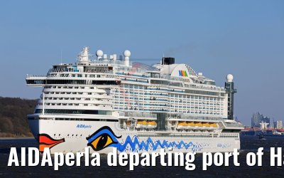 AIDAperla departing port of Hamburg 18.03.2018