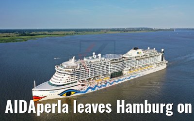 AIDAperla leaves Hamburg on June 22nd 2019